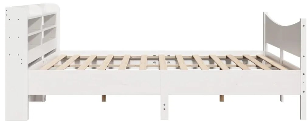 Estrutura de cama com cabeceira 200x200 cm pinho maciço branco