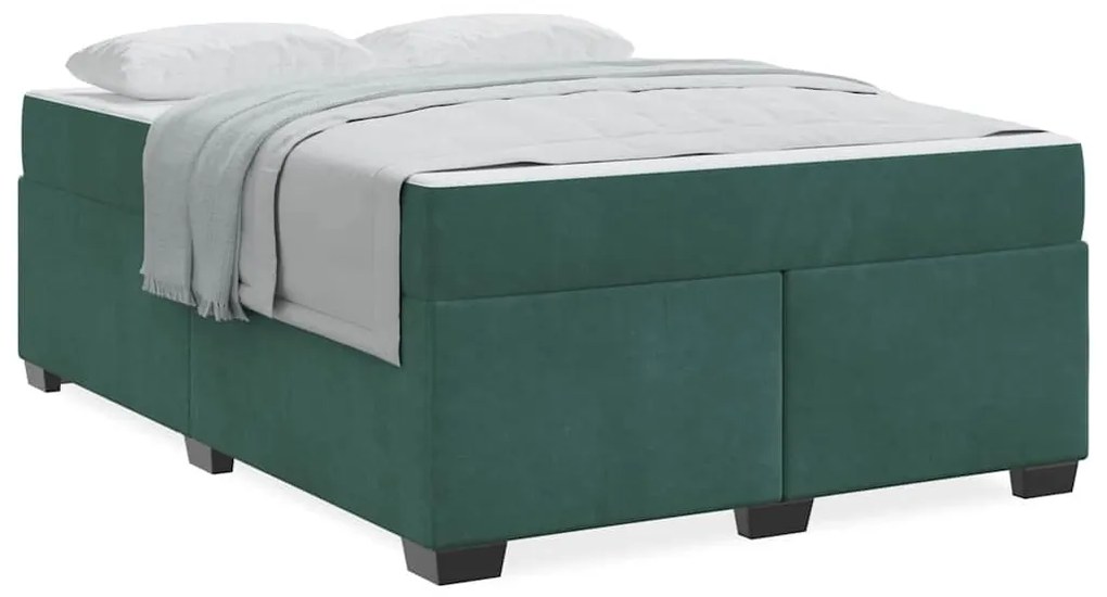 Estrutura de cama com colchão Verde-escuro 160 x 200 cm Veludo