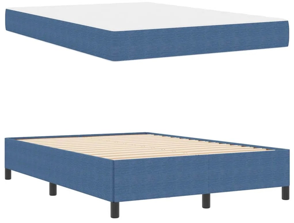 Estrutura da Cama Azul 140 x 200 cm Tecido de veludo côtelé