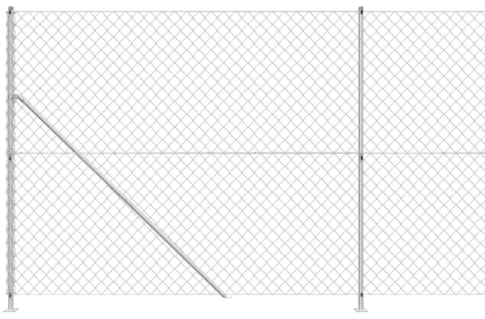 Cerca de arame com flange 2x25 m prateado