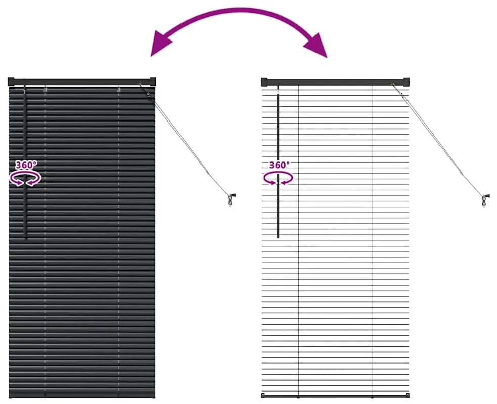 Persiana de Janela com cortinas Outros Manual Preto 80 x 130 cm Alumín
