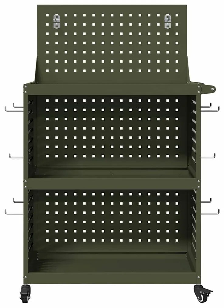 Carro de Ferramentas Verde-oliva 65 x 35 x 111 cm Metal