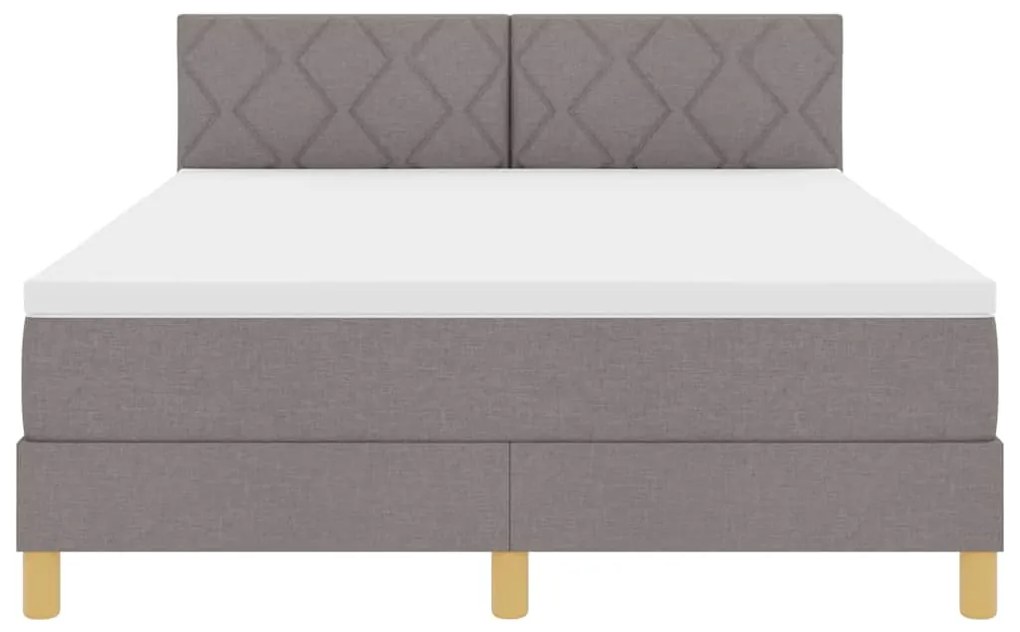 Cama Box com Colchão &amp; LED Taupe 140x200 cm Tecido