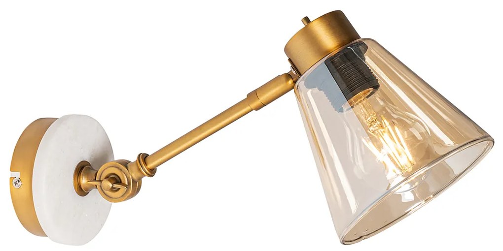 Aplique Art Déco bronze com mármore e vidro âmbar - Nina Art Deco
