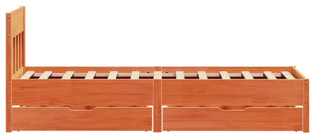 Cama sem colchão 90x200 cm pinho maciço castanho-mel