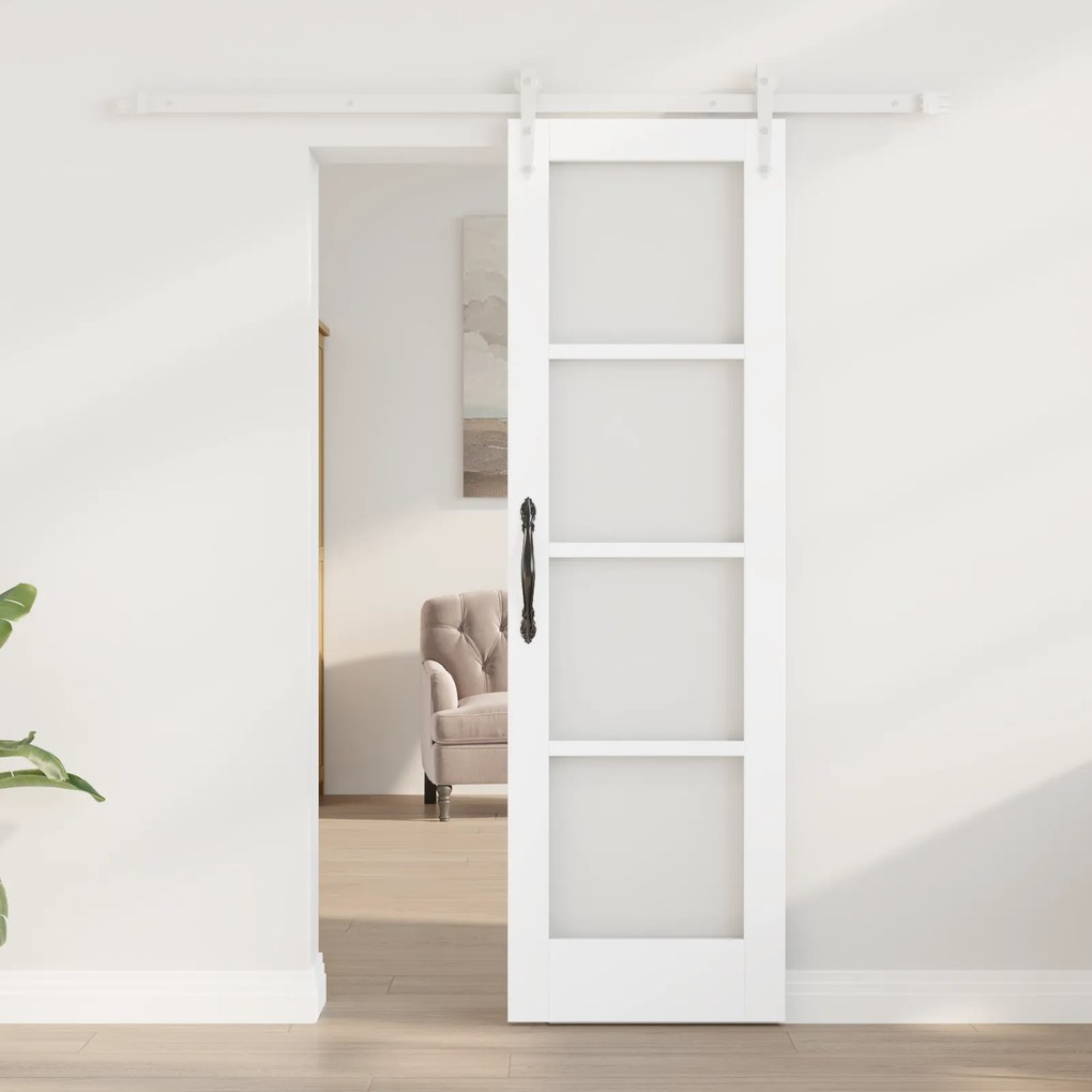 Porta Deslizante vidaXL com Conjunto de Ferragens Branca 61x198.5 cm M