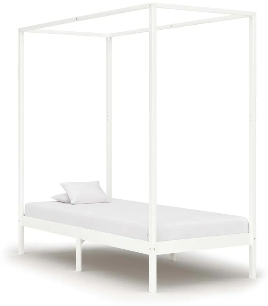 Estrutura de cama com toldo 90x200 cm pinho maciço branco