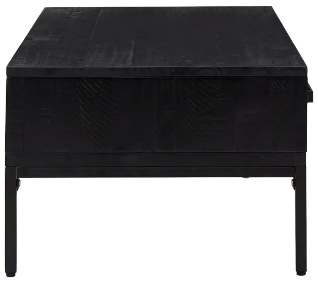 Mesa de centro 90x50x35 cm pinho maciço preto