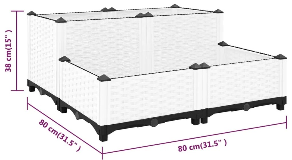 Canteiro elevado 80x80x38 cm polipropileno