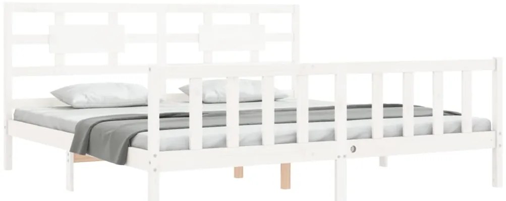 Cama sem colchão 200x200 cm madeira de pinho maciça branco