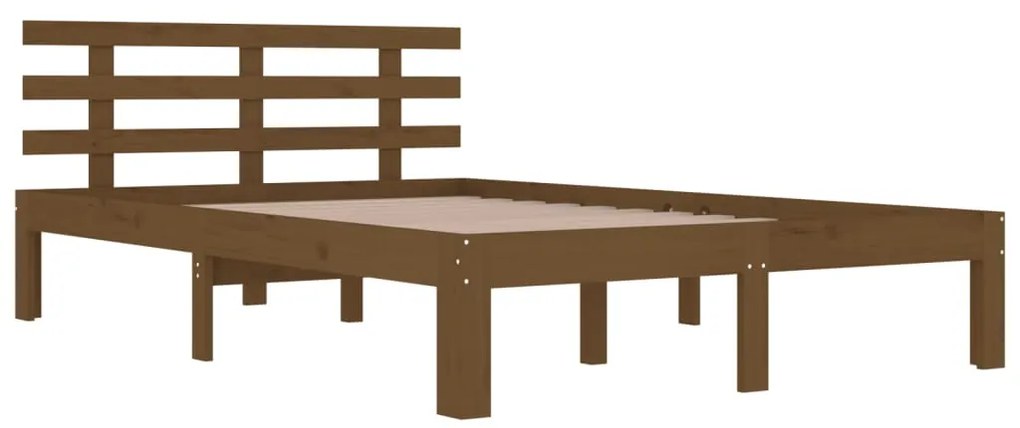 Estrutura de cama 200x200 cm madeira maciça castanho mel