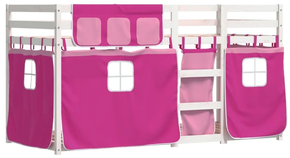 Beliche com cortinas 80x200 cm madeira de pinho maciça rosa