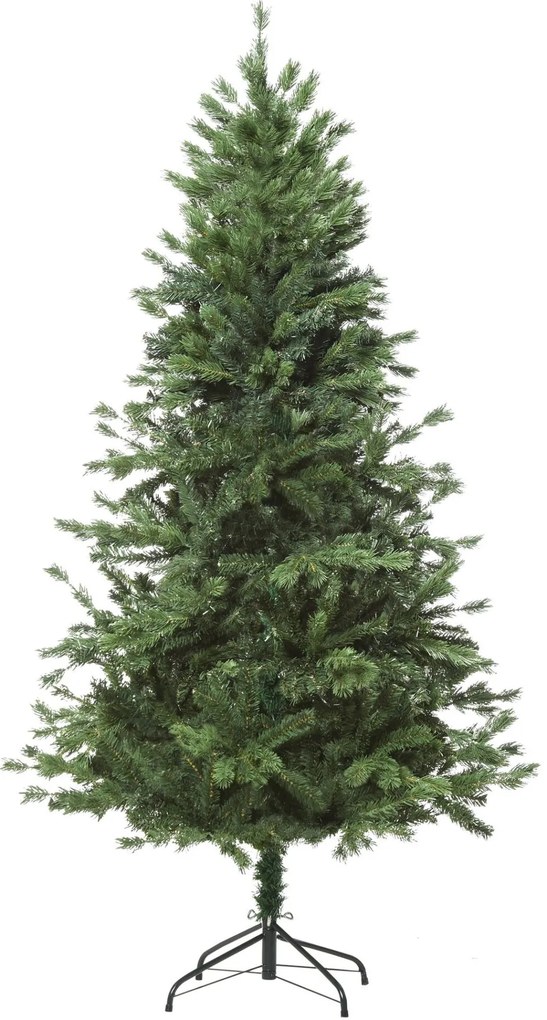 HOMCOM Árvore Artificial de Natal com Base Dobrável 696 Galhos PE Tridente e PVC Individual Árvore de Natal Decorativa Exterior Interior Ø90x180 Verde