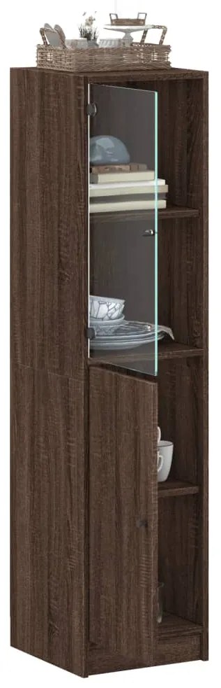Aparador alto c/ porta de vidro 35x37x142 cm carvalho castanho