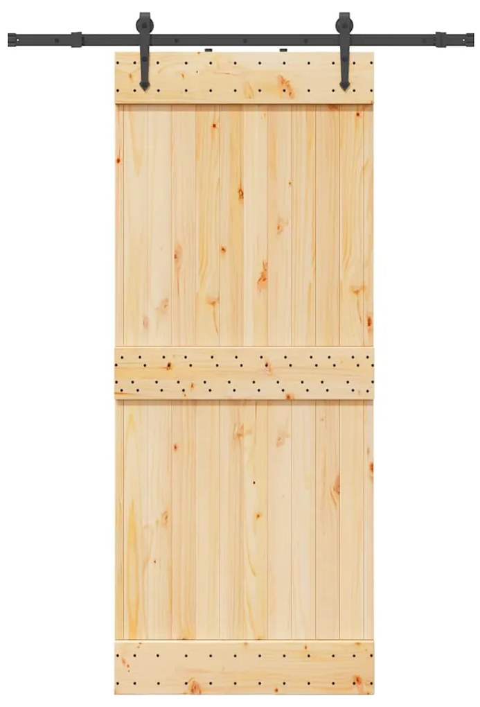 Porta de correr com ferragens 85x210 cm madeira de pinho maciça