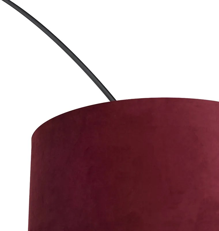 Candeeiro de arco com abajur em veludo preto vermelho com dourado 50 cm - XXL Moderno
