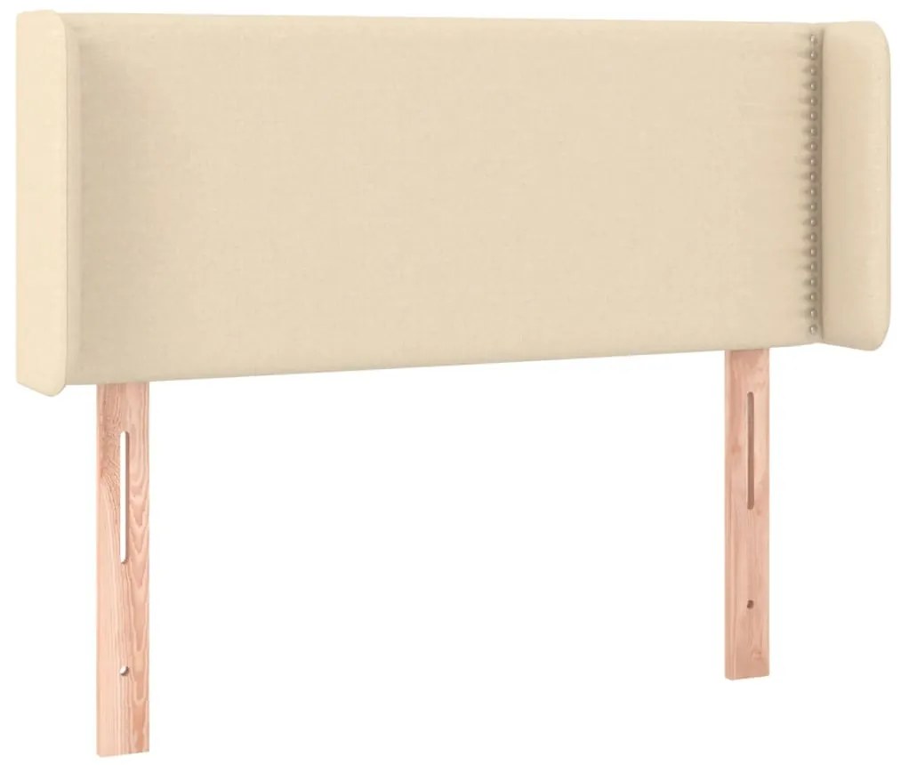 Cabeceira de cama c/ luzes LED tecido 103x16x78/88 cm cor creme