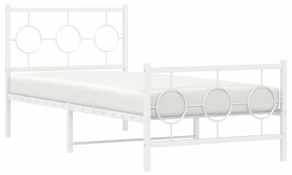 Estrutura de cama com cabeceira e pés 90x200 cm metal branco