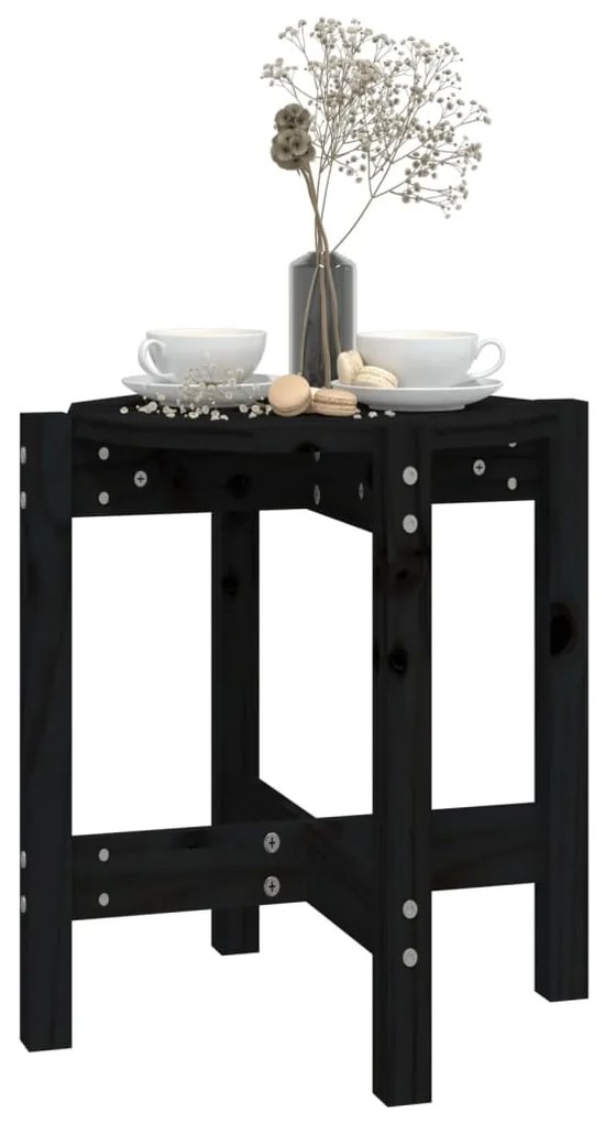 Mesa de centro Ø 42,5x45 cm madeira de pinho maciça preto