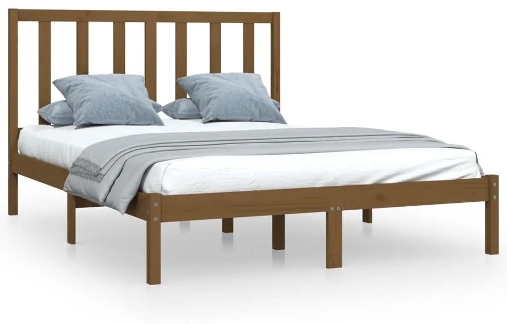 Estrutura de cama 120x200 cm madeira pinho maciço castanho mel