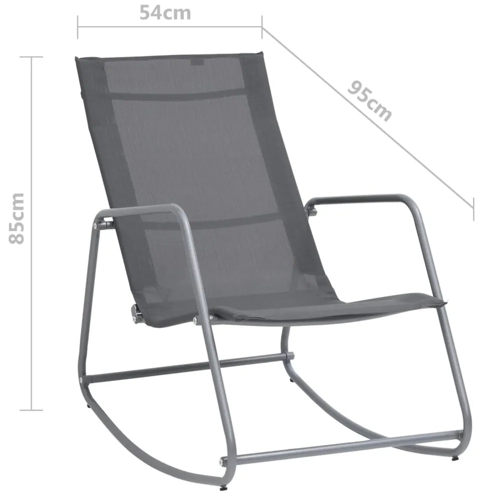 Cadeira de baloiço para jardim 95x54x85 cm textilene cinzento