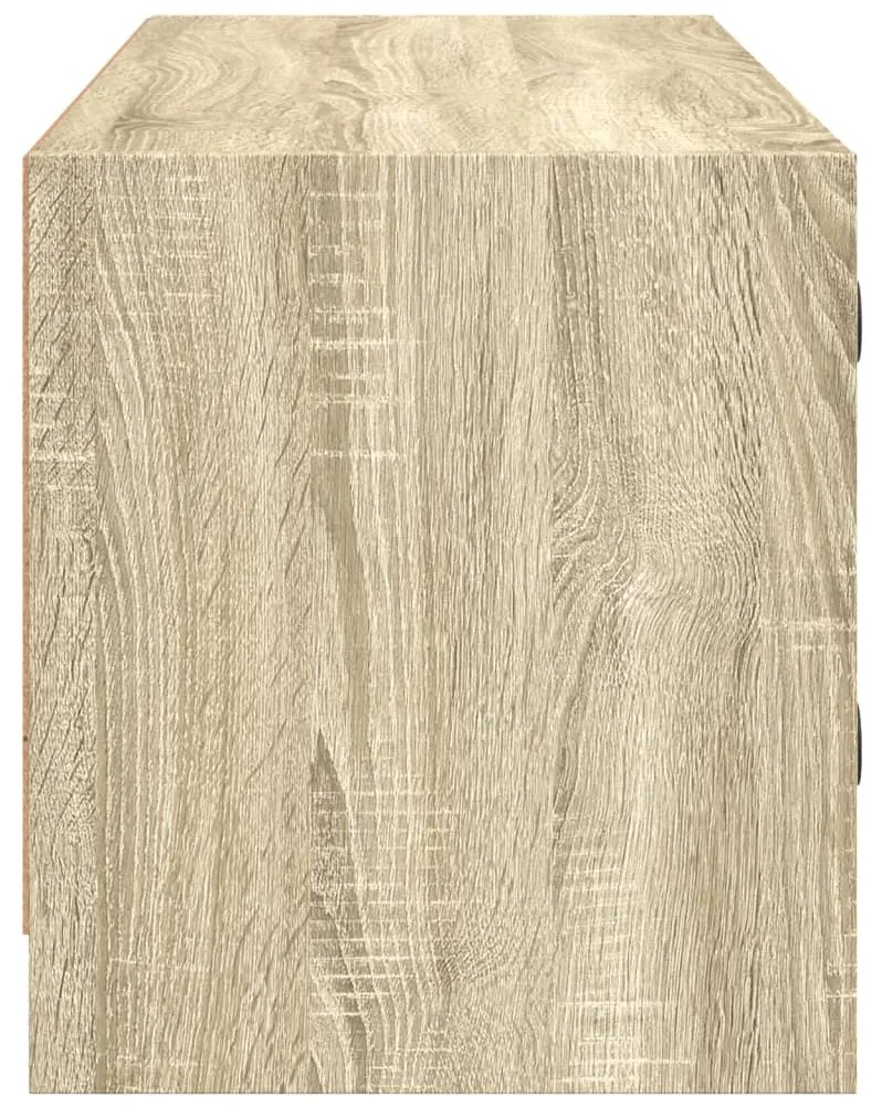Móvel de TV c/ portas de vidro 102x37x42 cm carvalho sonoma