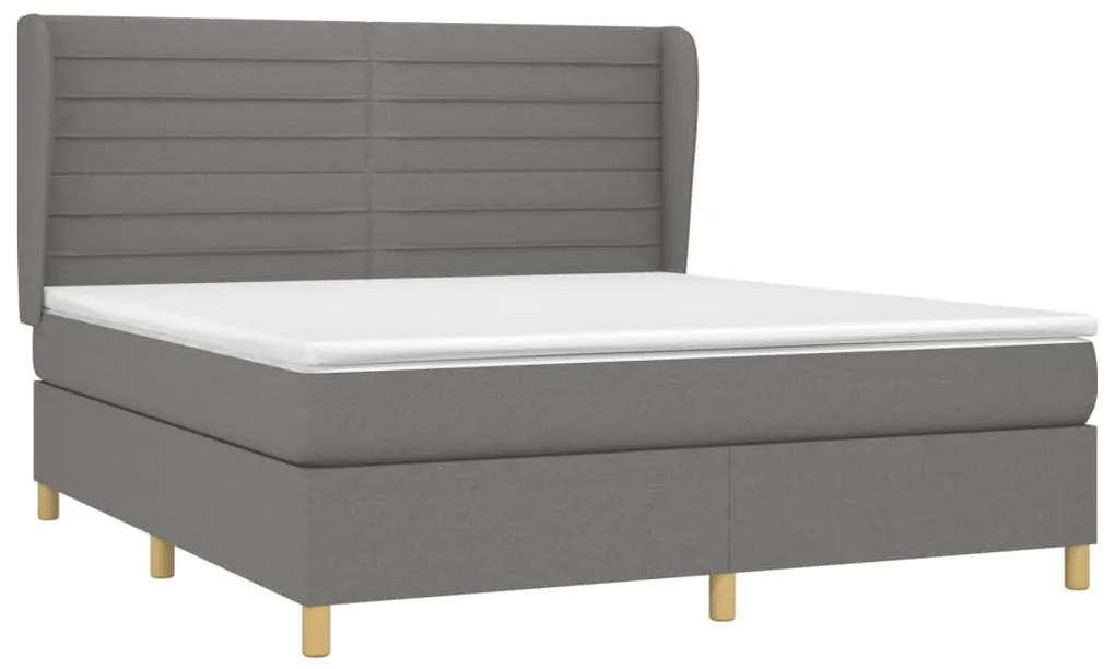 Cama com molas/colchão 160x200 cm tecido cinzento-escuro