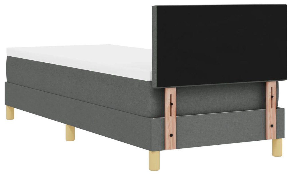 Cama Box Spring com Colchão Cinza Escuro 80x200 cm Tecido