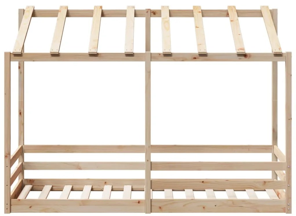 Cama infantil com telhado 75x190 cm madeira de pinho maciça