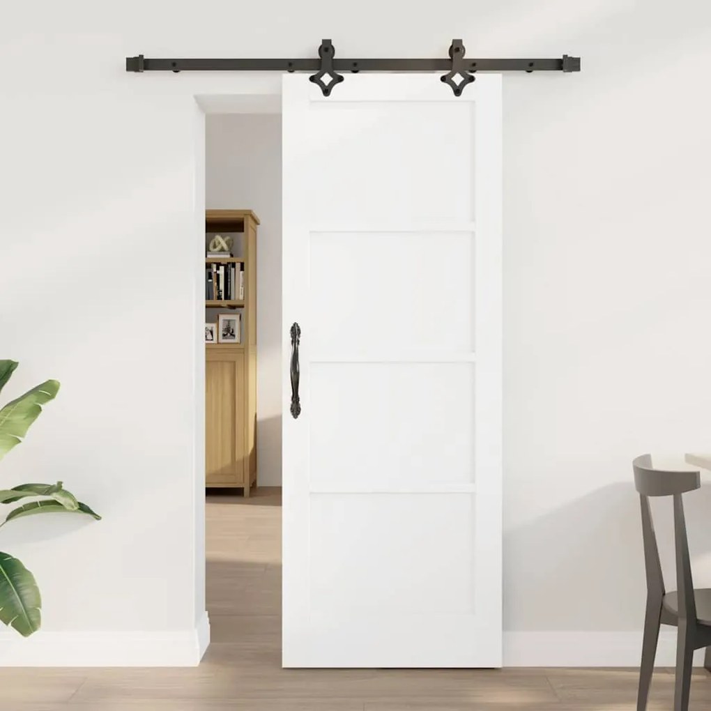 vidaXL Conjunto de Porta Deslizante Branco e preto 73,5 x 198,5 cm
