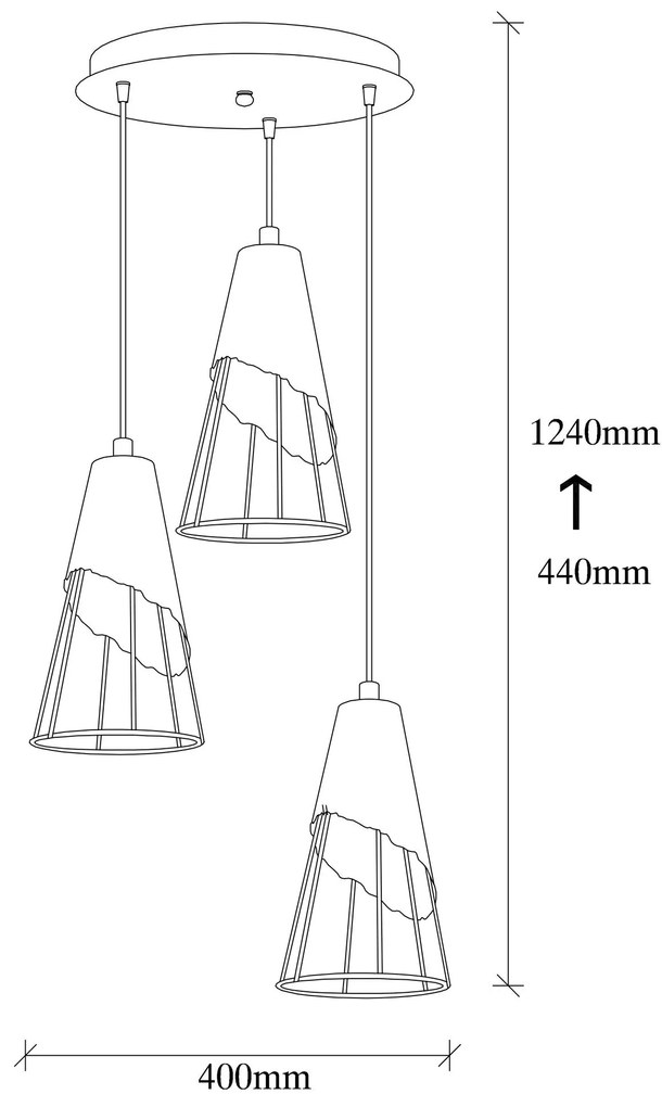 Chandelier Sivani Tel – Preto – Diâmetro 40 cm, Altura 124 cm