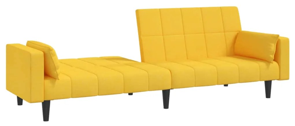 Sofá-cama 2 lugares com duas almofadas tecido amarelo