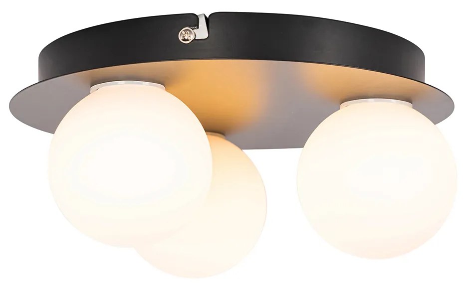 Candeeiro de teto moderno para casa de banho preto 3 luzes - Cederic Moderno