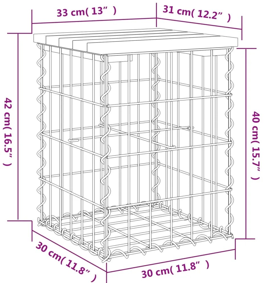 Banco de jardim c/ design gabião 33x31x42 cm pinho impregnado