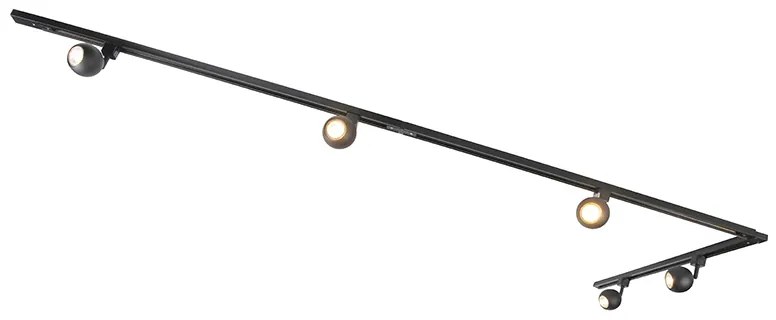 LED Sistema de calhas inteligente preto monofásico com 5 GU10 WiFi - Gissi Moderno