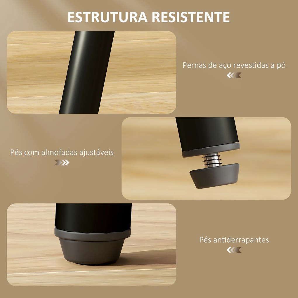 Conjunto de 2 Bancos de Bar Bancos Altos de Cozinha com Encosto em Vime Assento em PU Estrutura de Aço 45x50x97 cm Creme