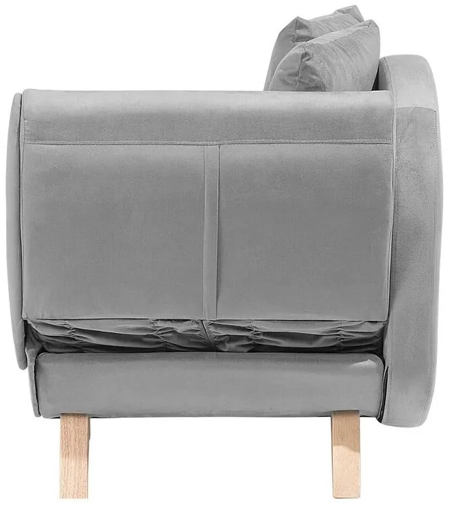 Chaise-longue à direita de 2 lugares com arrumação em veludo cinzento claro MERI Beliani