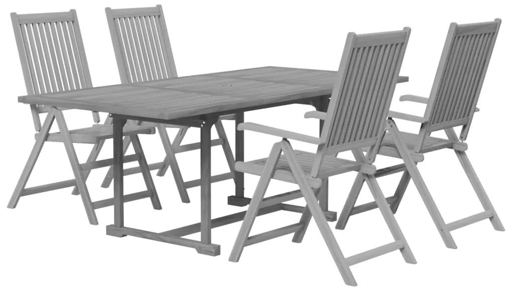5 pcs conjunto de jantar jardim madeira acácia maciça