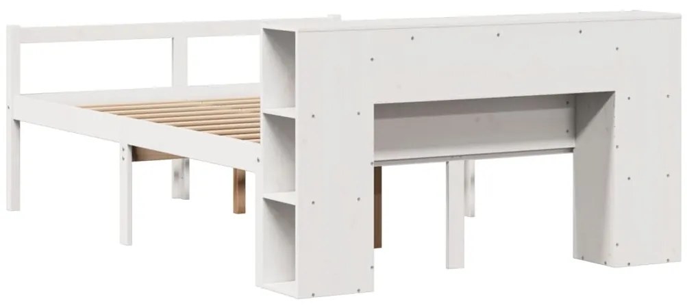 Cama com estante sem colchão 135x190 cm pinho maciço branco