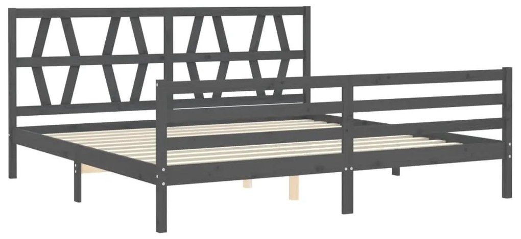 Estrutura de cama com cabeceira 200x200 cm madeira maciça cinza