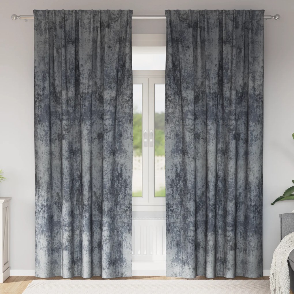 vidaXL Cortinas de Veludo 2 pcs com Ilhós Cinza Prateado 225x140 cm