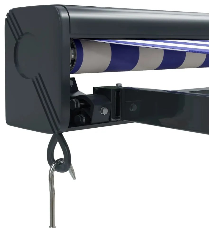 Toldo retrátil 3,5x2,5 m tecido e alumínio azul e branco