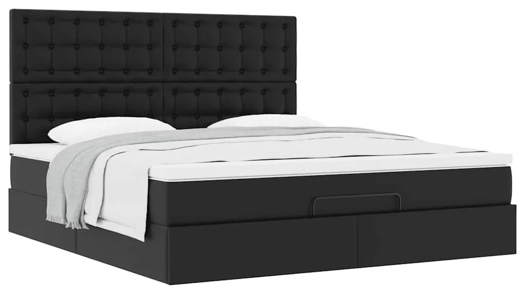Estrutura de cama otomana com colchão 160x200 cm preta
