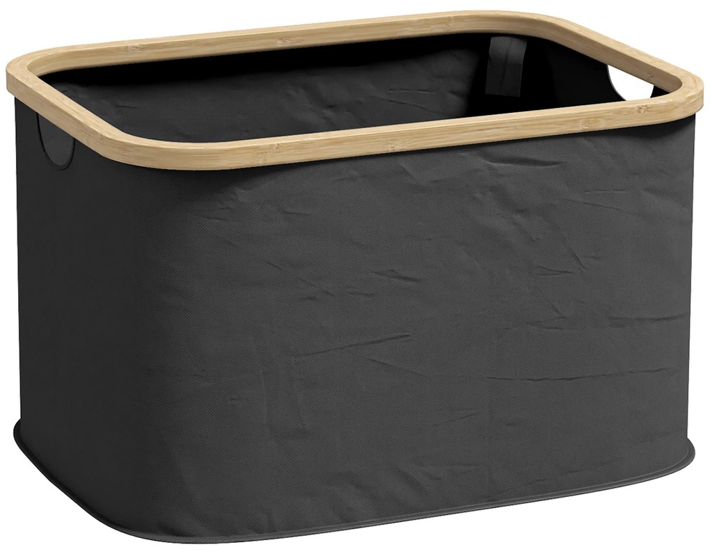 HOMCOM Cesto Roupa Dobrável 36 L Casa Banho Dormitório Lavandaria Prático Organizador 44,3x33,3x26,5 cm Preto | Aosom Portugal