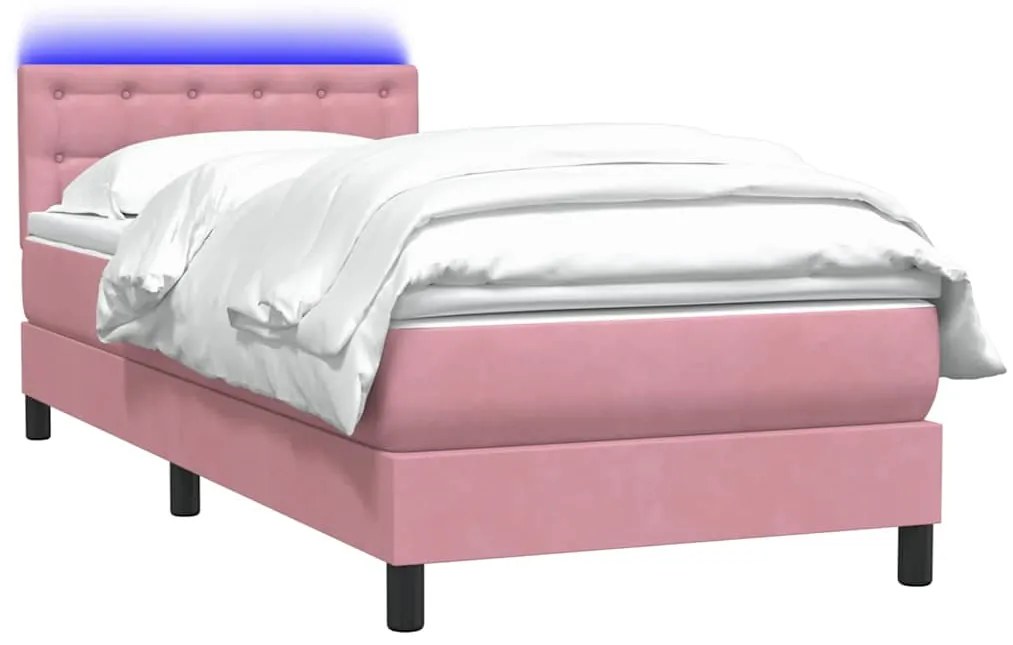 Cama com molas/colchão 80x220 cm veludo rosa