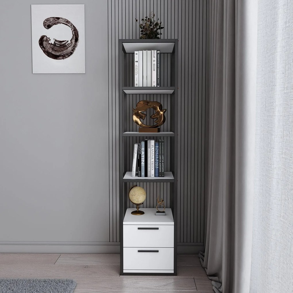 Estante Robbins – Preto e Branco – 39x39x160 cm