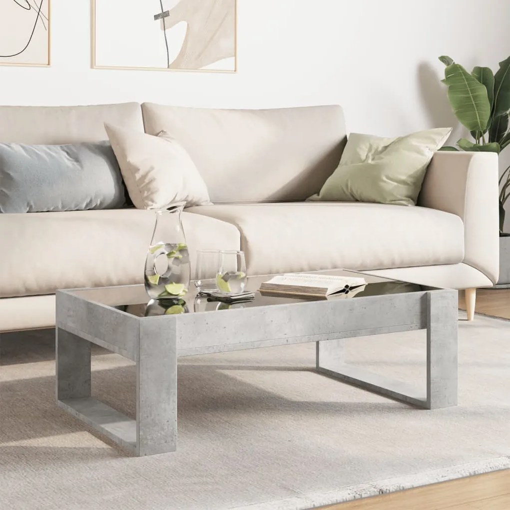 Mesa de centro luzes LED Infinity 90x53x30 cm cinzento cimento