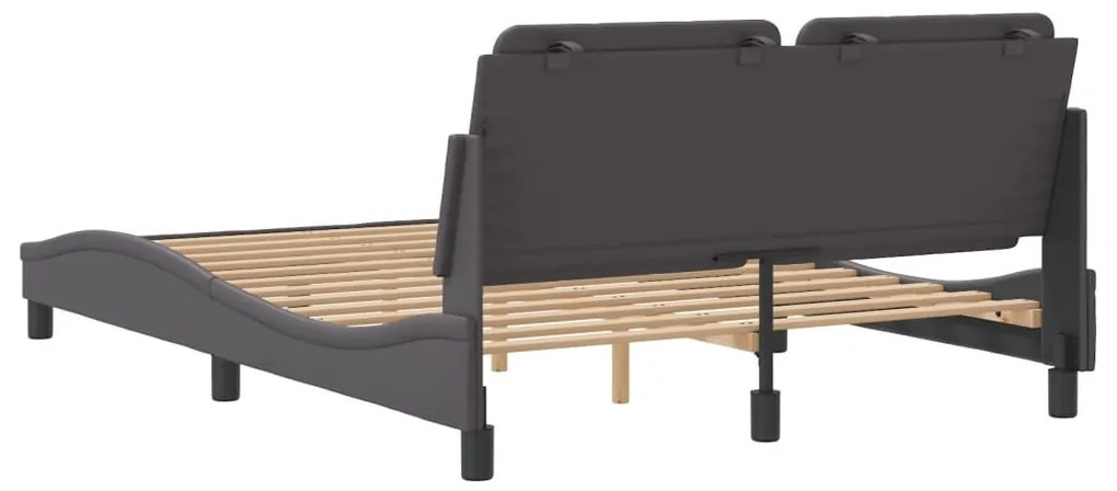 Estrutura cama c/ cabeceira 120x200cm couro artificial cinzento