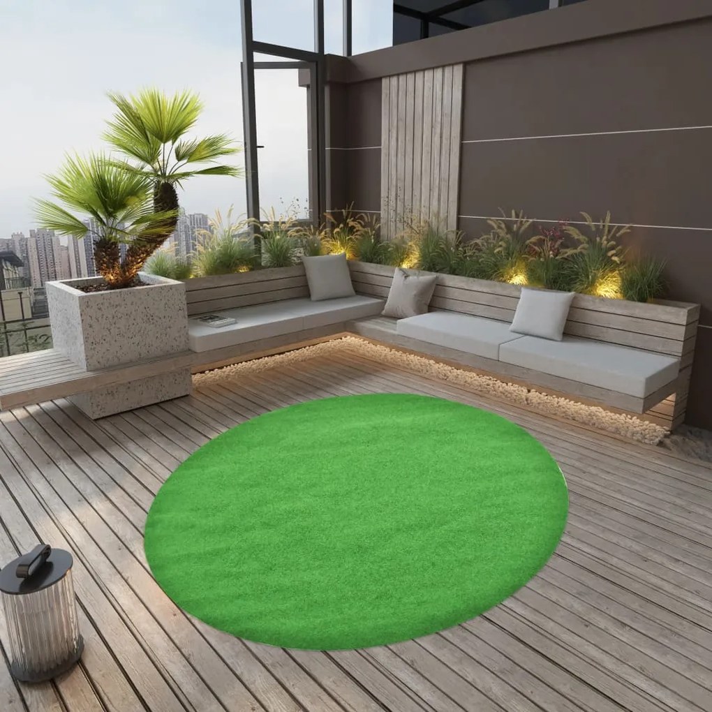 147808 vidaXL Relva artificial com pitões redonda diâmetro 170 cm verde