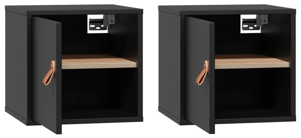Armários de parede 2 pcs 31,5x30x30cm pinho maciço branco preto